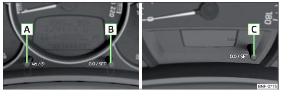 Afb. 23 Toetsen in het instrumentenpaneel: Variant 1 en 2 / variant 3